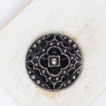 27 mm  Sweet Margaretha handmade glass cabochon Jet with Silver Wash x 1 pc(s)