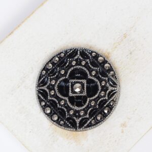 27 mm  Sweet Margaretha handmade glass cabochon Jet with Silver Wash x 1 pc(s)