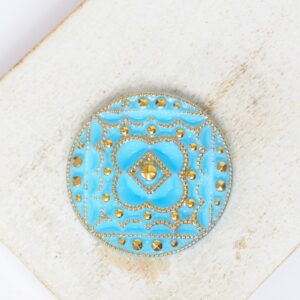 27 mm  Sweet Margaretha handmade glass cabochon Light Blue with Gold Wash x 1 pc(s)