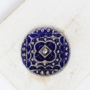 27 mm  Sweet Margaretha handmade glass cabochon Royal Blue with Silver Wash x 1 pc(s)