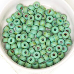 2/0 Matubo Seed beads Turquoise Green Travertin Dark Matte x 20 g