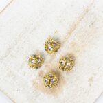 6 mm Preciosa fancy ball bead Black Diamond in Gold-colored setting x 4 pc(s)