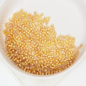 11/0 Miyuki seed beads 1004 Silver Lined Dark Gold AB x 5 g