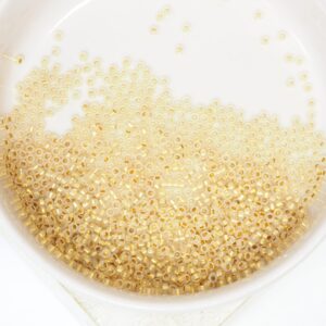 15/0 Miyuki seed beads 196 24K Yellow Gold Lined Opal x 5 g