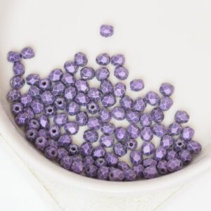3 mm Fire-polished round beads Metallic Suede Purple x 100 pc(s)