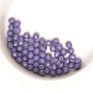 4 mm Fire-polished round beads Metallic Suede Purple x 60 pc(s)