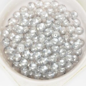 6 mm Round Glass beads Transparent Pearl Vapor x 40 pc(s)