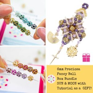 SPECIAL DEAL: 6 mm Preciosa Fancy Ball Box Bundle - SUN & MOON with tutorial as a GIFT