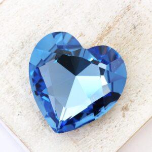 27 mm heart glass cabochon Light Sapphire x 1 pc(s)
