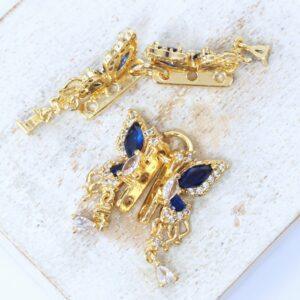 18x22 mm Royal Blue Butterfly 3 Hole Spacer Bar Gold-colored x 1 pc(s)