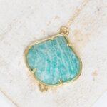 21x22 mm Soft Petal Connector Amazonite Gold-colored x 1 pc(s)
