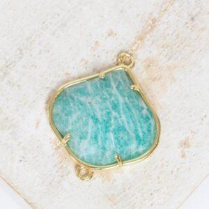 21x22 mm Soft Petal Connector Amazonite Gold-colored x 1 pc(s)
