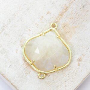 21x22 mm Soft Petal Connector White Jade Gold-colored x 1 pc(s)