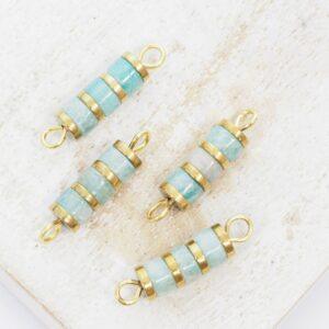 4.5x17 mm Oriental Connector Amazonite Gold-colored x 4 pc(s)