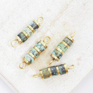 4.5x17 mm Oriental Connector Jasper Green Gold-colored x 4 pc(s)