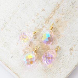 6.5x11 mm Drop Charm Light Rose AB Gold-colored x 4 pc(s)