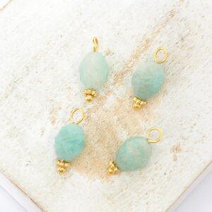 6x7.5 mm Tiny Oval Charm Amazonite Gold-colored x 4 pc(s)