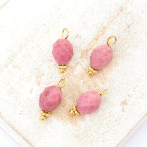 6x7.5 mm Tiny Oval Charm Thulite Gold-colored x 4 pc(s)