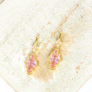 7x19 mm Mystic Rhombus drop in metal setting Princess Pink gold-colored x 2 pc(s)