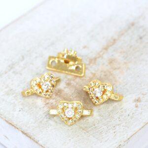 6x10 mm Heart 2 Hole Spacer Bar Gold-colored x 4 pc(s)