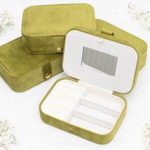 Velvet Jewelry Box - Olive Green