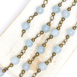 Decoration Chain with Angelite beads Antique bronze x 1 m