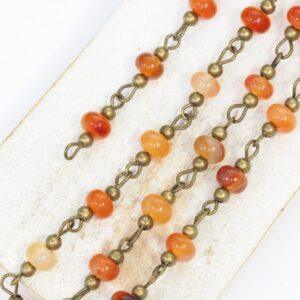 Decoration Chain with Flat Autumn Sunset beads Antique bronze x 1 m
