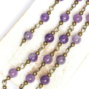 Decoration Chain with Grape Violet beads Antique bronze x 1 m