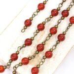 Decoration Chain with Mahogany beads Antique bronze x 1 m
