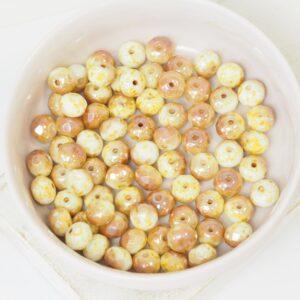 5x7 mm Faceted Donut Beads Chalk White Travertin AB  x 20 pc(s)