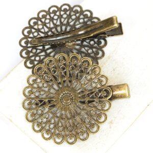 39x45 mm Daisy Flower Hair Clip Antique bronze x 2 pc(s)