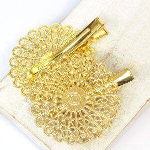 39x45 mm Daisy Flower Hair Clip Gold-colored x 2 pc(s)