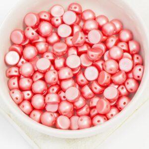 6 mm 2-hole Cabochon Alabaster Pastel Light Coral x 25 pc(s)