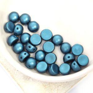 6 mm 2-hole Cabochon Alabaster Pastel Petrol x 25 pc(s)
