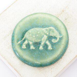 36 mm The Courtesan’s Elephant Beadingschool Art Cabochon Ocean Jade on light clay x 1 pc(s)