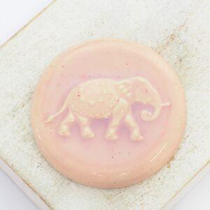 36 mm The Courtesanโs Elephant Beadingschool Art Cabochon Soft Pink on light clay x 1 pc(s)