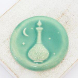 36 mm The Spyโs Elixir Beadingschool Art Cabochon Celadon Green on light clay x 1 pc(s)