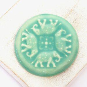 36 mm Whispers in Jaipur Beadingschool Art Cabochon Celadon Green on light clay x 1 pc(s)