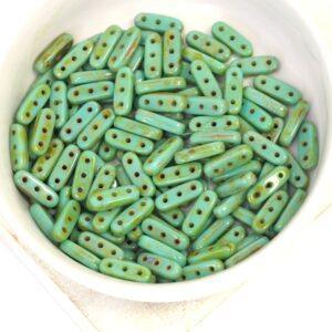 3x10 mm Beam bead Turquoise Picasso x 10 g