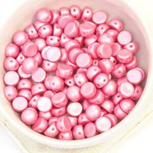 6 mm 2-hole Cabochon Alabaster Pastel Pink x 25 pc(s)