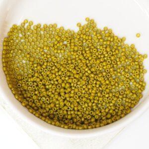 15/0 Miyuki seed beads 4491 Duracoat Opaque Dyed Olive x 5 g