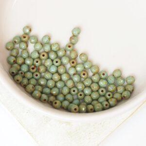 3 mm Fire-polished round beads Turquoise Green Travertin x 100 pc(s)