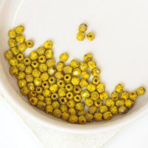 3 mm Fire-polished round beads Yellow Travertin x 100 pc(s)