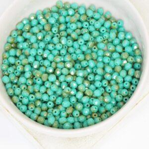 3 mm Fire-polished round beads Light Champagne Turquoise x 100 pc(s)