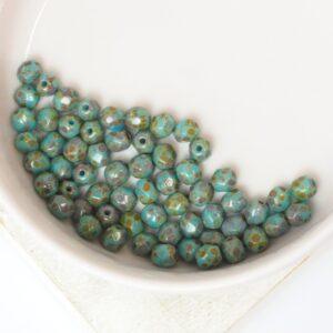 4 mm Fire-polished round beads Turquoise Travertin x 60 pc(s)