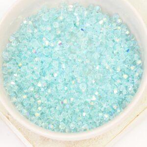 3 mm Preciosa bicone beads Silver Aquamarine AB x 50 pc(s)