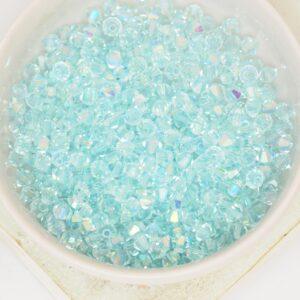 4 mm Preciosa bicone beads Silver Aquamarine AB x 50 pc(s)