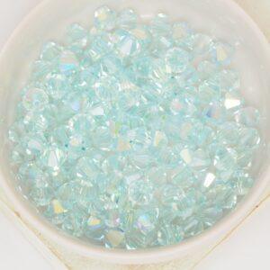 6 mm Preciosa bicone beads Silver Aquamarine AB x 25 pc(s)