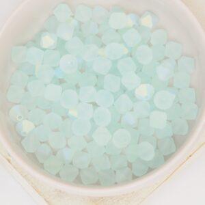 6 mm Preciosa bicone beads Silver Aquamarine AB Matt x 25 pc(s)