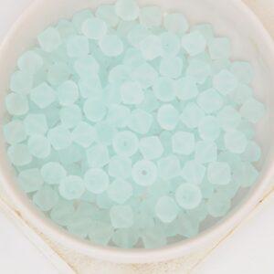 6 mm Preciosa bicone beads Silver Aquamarine Matt x 25 pc(s)